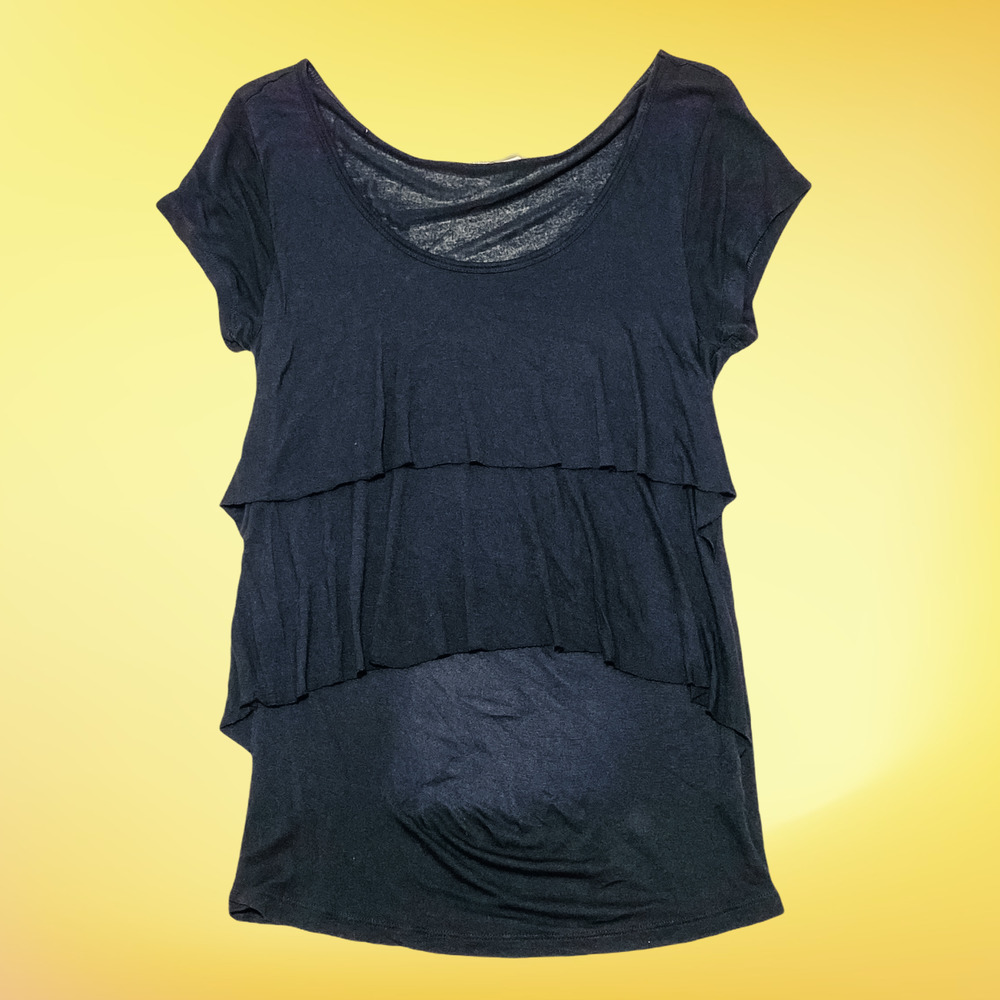 OLD Navy Black Layered Tiered Blouse Size Medium